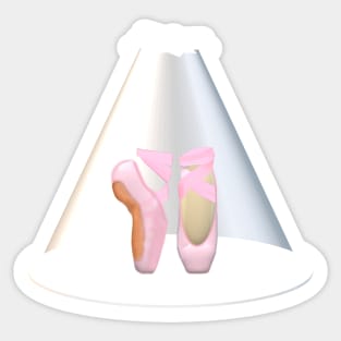 Ballet Pointe Shoes in Spotlight on Stage (Pink Background) Sticker